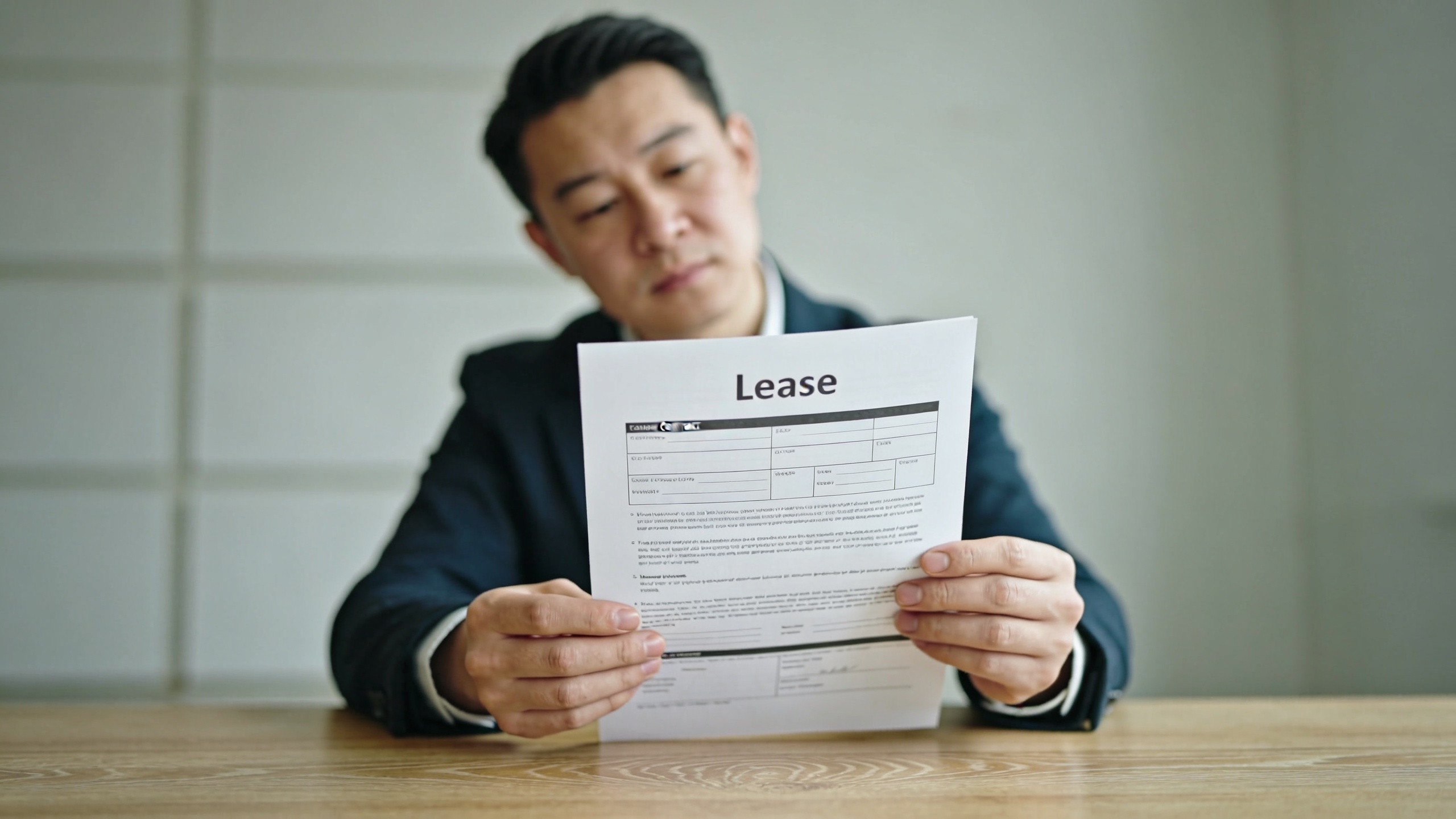 locataire assis a table examinant contrat de bail