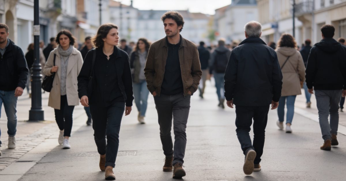 Foule de passants dans une rue de Meaux