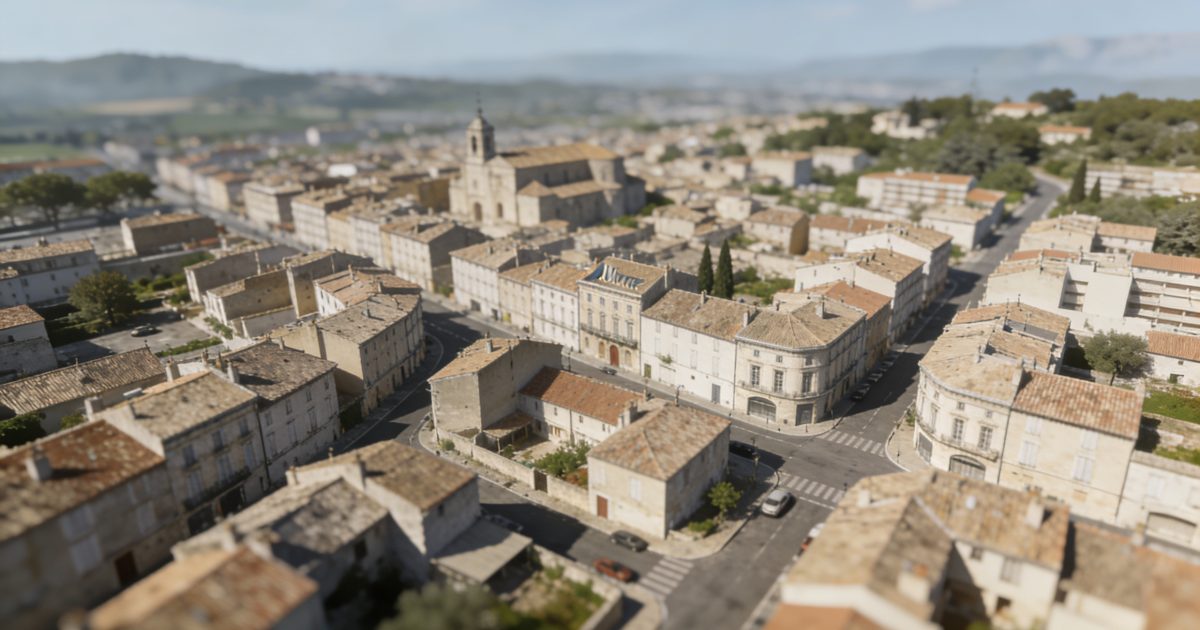 Vue aerienne dAubagne avec rues et immeubles