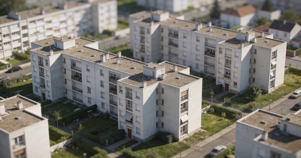 Vue aerienne d immeubles residenciels a Noisy le Grand