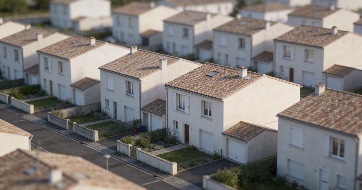 Vue aerienne de Le Bouscat avec maisons alignees