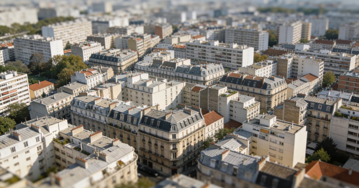 Vue aerienne de Montrouge avec immeubles denses