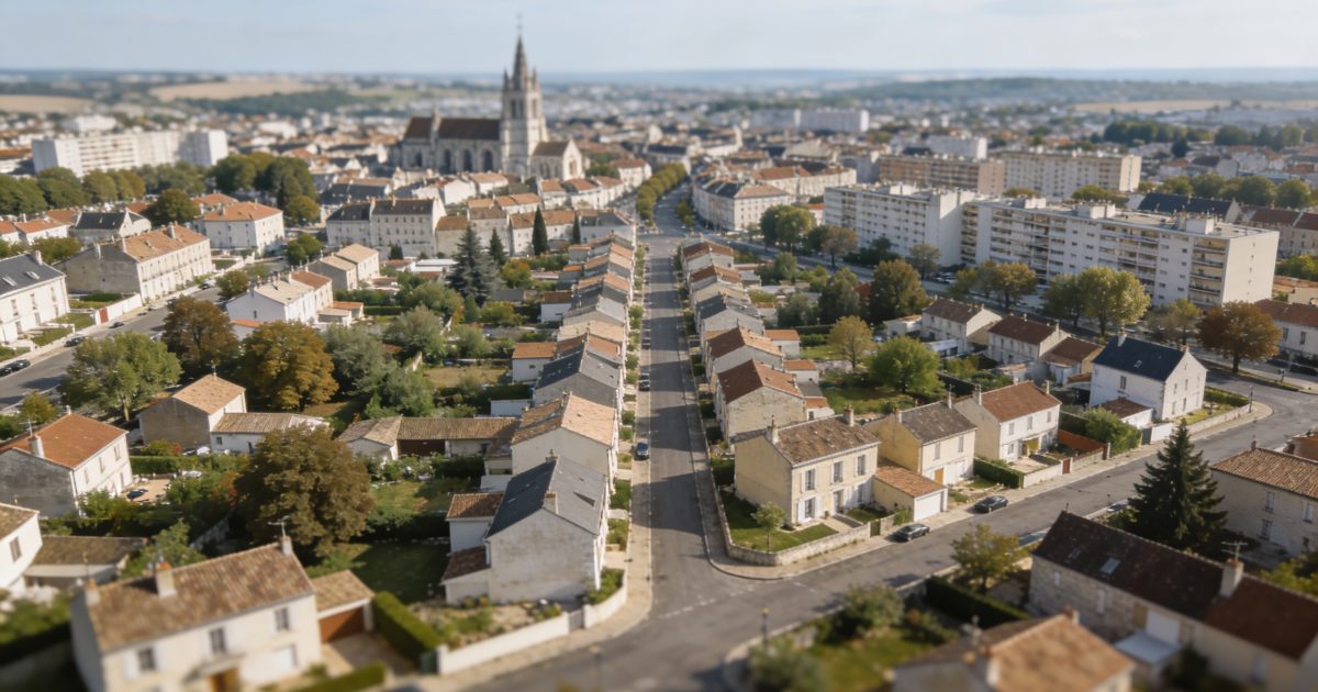 Vue aerienne de Poitiers avec quartiers residentiels