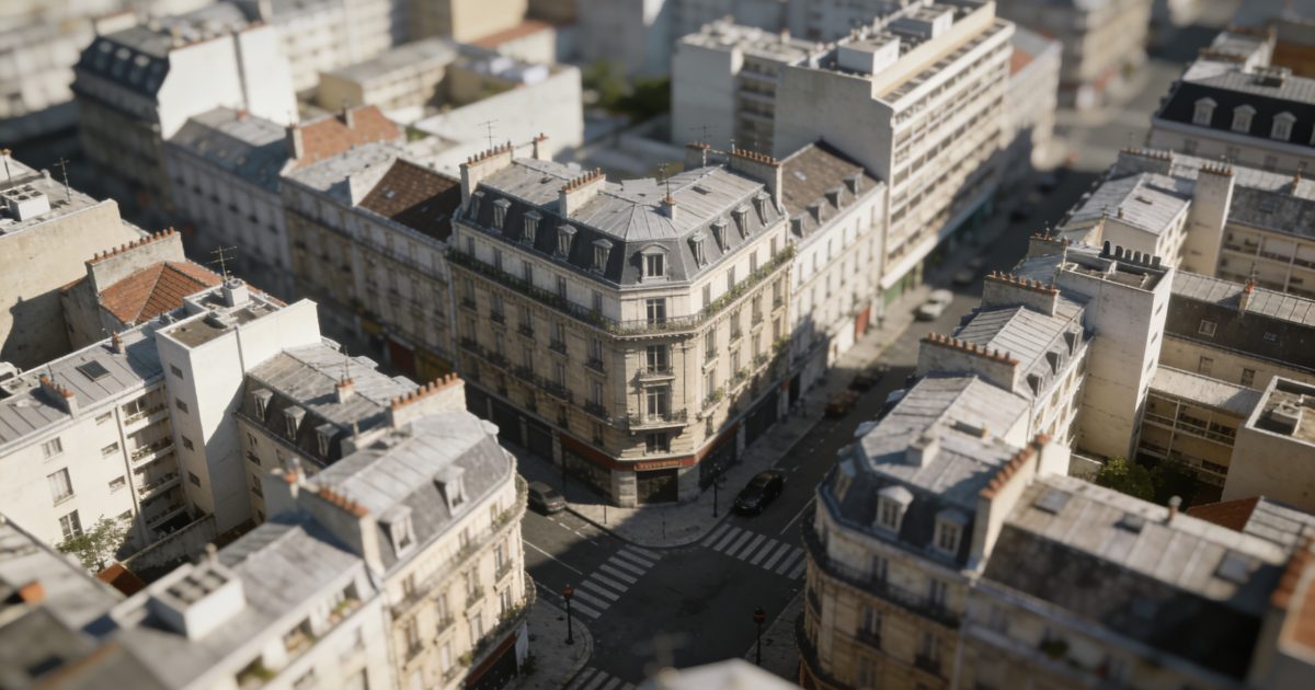 Vue aerienne de Saint Denis immeubles et rues